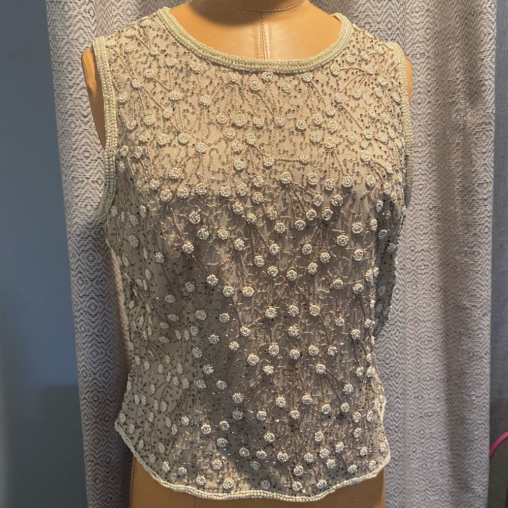 Vintage Papell Boutique Sleeveless Beaded Top
